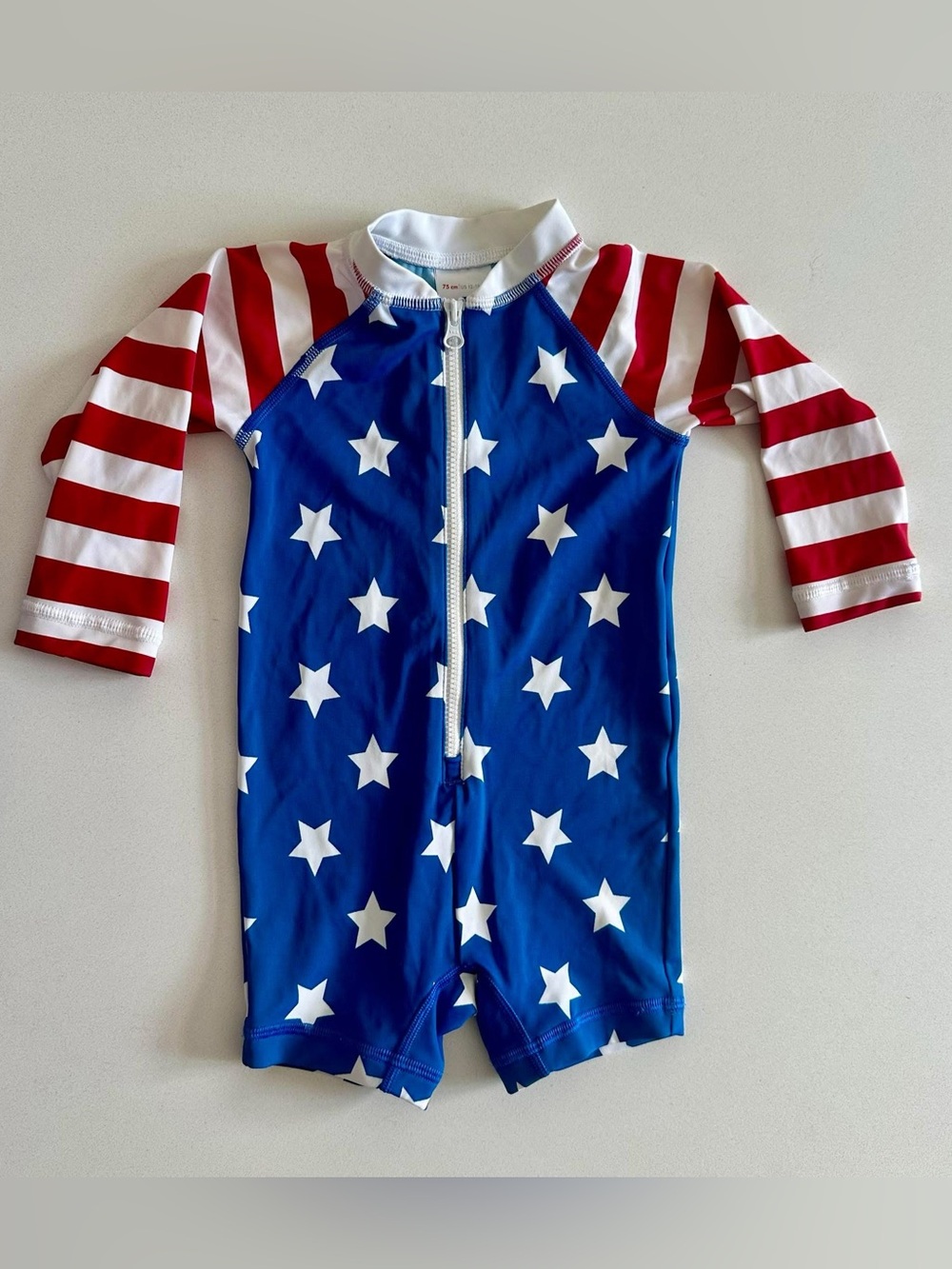 Hanna Andersson Size 75 Stars & Stripes 4th of July Zipper Rash Guard Swimsuit